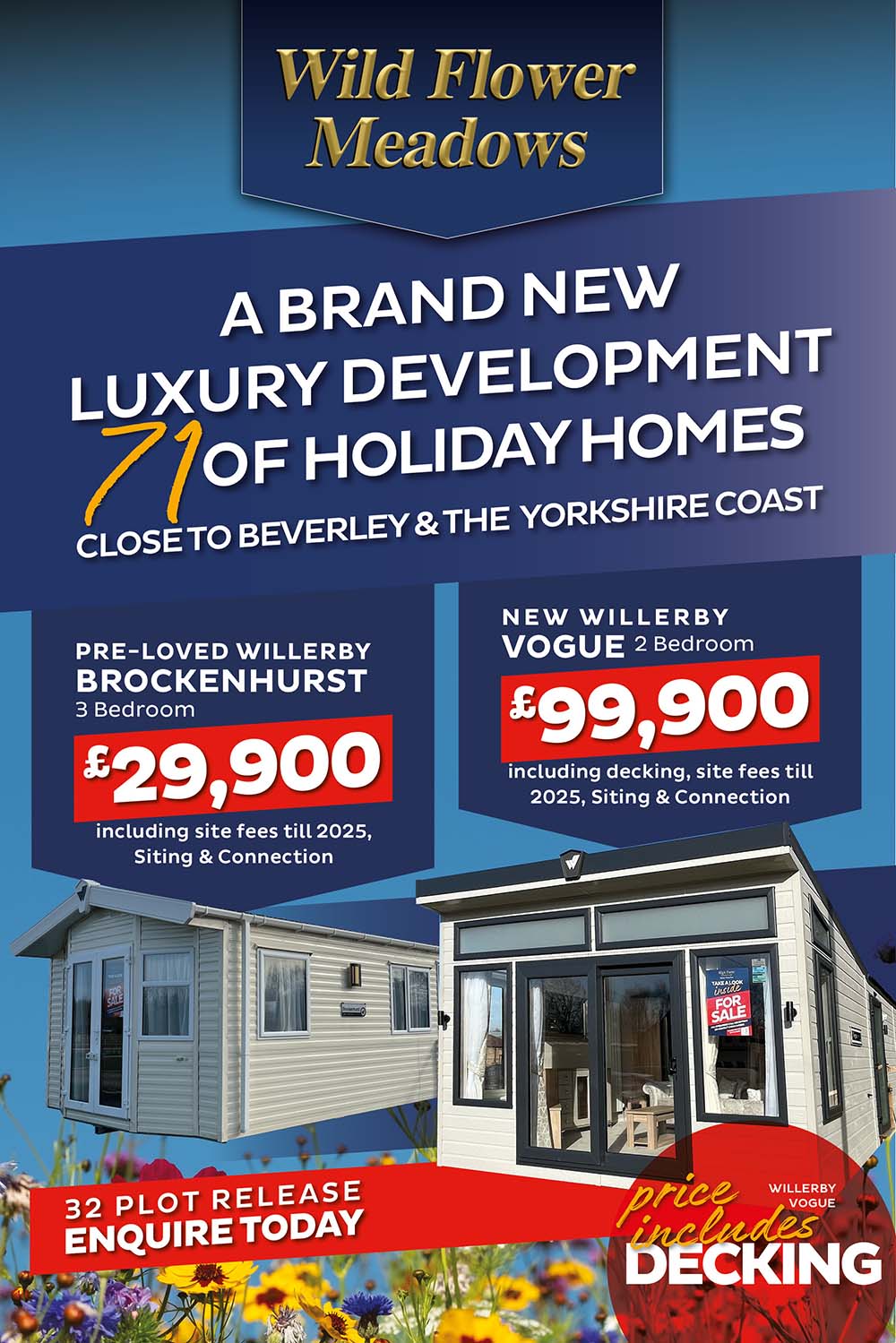 A brand new luxury development of 71 holiday homes close to Beverley and the Yorkshire coast.